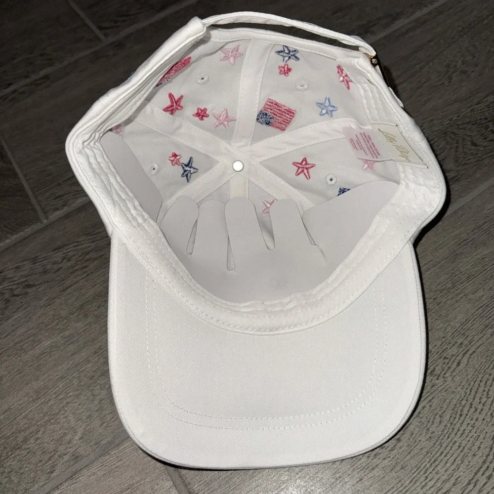 NWT Lilly Pulitzer Embroidered USA Stars Baseball Hat OS 250th celebration